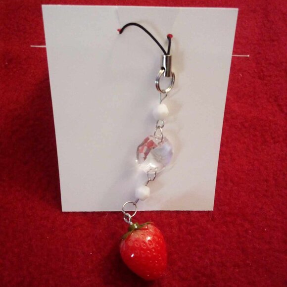 Custom Handmade Anime Videogame Kawaii Cute Cosplay Strawberry Phone Charm ♥ - Picture 2 of 2